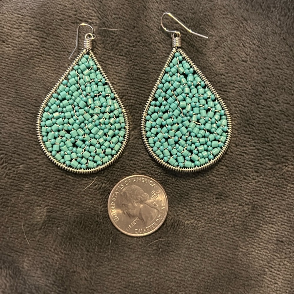 Turquoise bead teardrop earrings